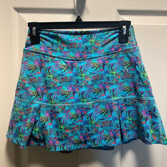 DonajoBlue Tennis Skirt Graphic Shoe Print Sz 1/S